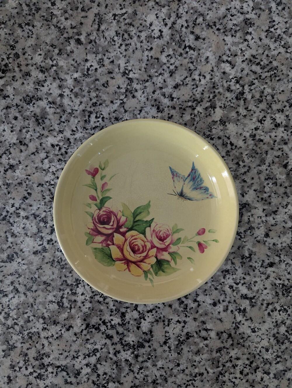 Vintage Yellow Ceramic Plate